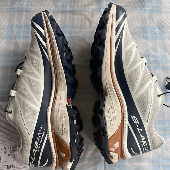 Salomon Sneakers Are Light Gray With Black Laces. - Picture 7 of 9